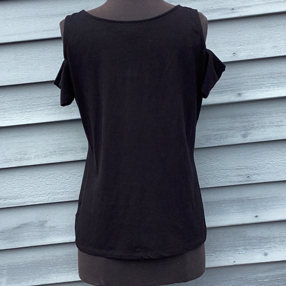MICHAEL Michael Kors Black Cold Shoulder Tee Medium - Picture 4 of 8